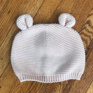 Baby Gap pink knitted bear beanie hat